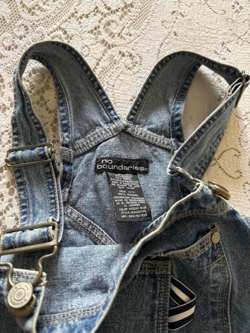90's sporty grunge denim overalls w athletic style patches - Picture 4 of 4
